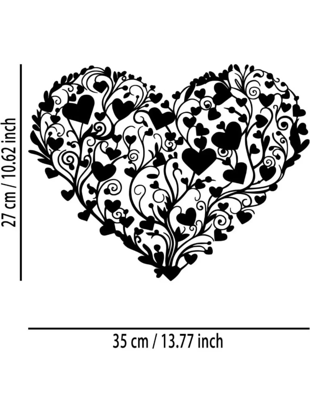 Heart Flower Metal Wall Art - Love Decor for Living Room, Bedroom, Office & More